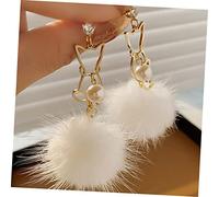 Healvian Boucles Oreilles Pom Pom Perles De Chat Avec Dangle Accessoires Hivernaux Pour Femmes Et