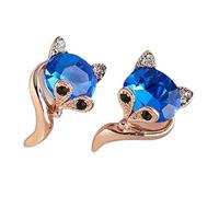 Healvian Boucles Oreilles Renard Femme Plaqué Rose Doré avec Bleu Clous et Confortables pour Fête Plage Mariage Usage