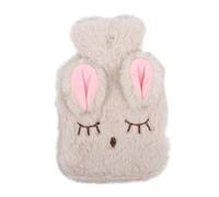 Healvian Bouillotte Lapin Peluche Beige Avec Housse Amovible Réservoir Eau Chaude Et Antidébordement Chauffe-mains Chaud Ou Froid Pour Douleurs Et Blessures