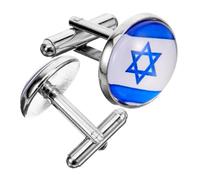 Healvian Boutons De Manchette en Alliage De Zinc Drapeau Israélien, Style Formel, pour Chemise Homme, pour Occasions Cérémonielles, Finition Soignée, Paire