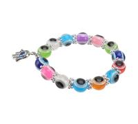 Healvian Bracelet Amulette Vintage Main de Fatima en Perles Colorées, Bijou Créatif Œil Maléfique, Accessoire Femme pour Présent et Protection au Quotidien