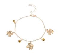 Healvian Bracelet De Cheville En Alliage RéGlable Avec TrèFle À Quatre Feuilles Et Clochettes Bijoux De Pieds LéGers Pour Plage Mariages Et FêTes D'ÉTé Pour Femmes Et Filles