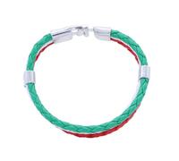 Healvian Bracelet Drapeau National Italie en Alliage et Cuir Véritable, Taille Unique Unisexe, Bracelet de Match de Football Tressé pour Homme et Femme, Accessoire de Sport et Mode