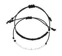 Healvian Bracelet en Cordon Tressé Duo Noir et Blanc en Fil Ciré Ajustable pour Couple Unisexe Présent Amitié Taille Réglable