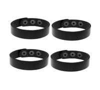 Healvian Bracelet En Cuir Vachette Unisexe Simple 1,6 Cm Noir, Accessoires Mode Pour Couples Étudiants, Usage Quotidien Et Sorties, Lot De 4 Pièces