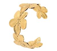 Healvian Bracelet Large Boho Inoxydable Doré avec Fleur Élégante Manchette Ouverte pour Femme été Plage et Résistant