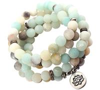 Healvian Bracelet Lotus 108 Perles Naturelles 8 MM en Pierre Naturelle Collier et Bracelet Décoratif pour Femme Accessoires de Mode Légers et Élégants Bijou pour Présent