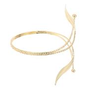 Healvian Bracelet Manchette Feuilles en Métal Doré, Brassard Ajustable, Bijoux Punk pour Femme, Accessoire Bohème Élégant, pour Présent et Usage Quotidien