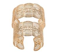 Healvian Bracelet Manchette Large Ouvert Métal Creux Style Dentelle Géométrique Pour Femme Bracelet Manchette Ajustable Polyvalent