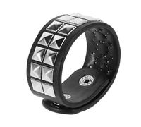 Healvian Bracelet Punk Vintage Cuir PU avec Rivets Manchette Rock Unisexe Bracelet Ajustable pour Hommes et Femmes Style Gothique pour Halloween et Cosplay