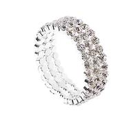 Healvian Bracelet Rhinestones à Couches Jonc Ouvert pour Femmes Accessoire Brillant pour Mariage et Fête