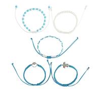 Healvian Bracelets Tortue Tressés Bohèmes en Perles de Rocaille Bleu Ciel, Lot de 5, Réglables pour Femmes et Adolescentes, Style Plage et Amitié, Taille Unique Confortable