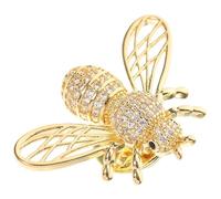 Healvian Broche Abeille Rétro en Cuivre Zircon Micro-incrusté, Épingle Décorative Dorée pour Femmes, Accessoire Mode Léger pour Foulards, Pulls et Vêtements D'été, Taille Petite
