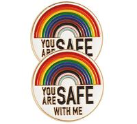 Healvian Broche Arc-en-Ciel Es en Sécurité Lot de 2 Épingles en Émail Métallique pour Vêtements et Paquet Accessoire de Fierté Lgbtq Décoration Colorée Solide