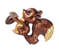Healvian Broche Écureuil Mignonne en Émail Marron, Épingle Élégante Coréenne pour Vêtements Femme, Accessoire de Mode Raffiné Dîner et Assemblée Générale