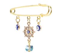 Healvian Broche Épingle Œil Bleu Vintage avec Pendentif pour Revers Cardigan Décoration Mariage et Soirée Accessoire Femme Homme Élégant