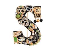 Healvian broche lettre initial lettres pour les bas de Noël broche de fête des lettres q épingle filles mode Materbe broche broche de vêtements