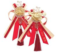 Healvian Broches de Mariage Dragon et Phénix Chinoises pour Mariée et Marié Paire de Corsages Décoratifs Rouges Accessoires Traditionnels pour Cérémonie de Mariage Chinois Fournitures