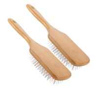 Healvian Brosse à Cheveux de Massage en Acier Inoxydable Lot de 2, Peigne Lissant Carré Beige, Portable pour Femme, Soin du Cuir Chevelu à Domicile Voyage
