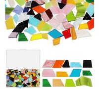Healvian Carreaux de Verre Colorés pour Loisirs Créatifs - Kit de Mosaïque en Verre Concassé en Vrac Pièces Irrégulière Boîte Moyenne Décoration Bricolage Patchs Vitraux Galerie