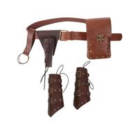 Healvian Ceinture Renaissance avec Poche et Brassards Cuir Synthétique Accessoires Médiévaux pour Homme Sac de Pirate Viking pour Festivals Cosplay et Halloween