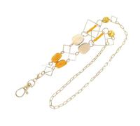 Healvian Chaîne de Cou Longue pour Pull Badge Géométrique Jaune Clair Collier Délicat Assorti Bijou Décoratif pour Femme Accessoire Élégant pour Soirées et Événements