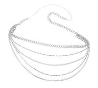 Healvian Chaîne de taille multicouche à la mode Courroie de chaîne ceintures de chaîne pour les femmes bijoux de corps chaîne de corps à la taille strass blanche