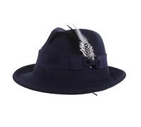 Healvian Chapeau Fédora Vintage pour Homme Feutre Chapeau à Bord Court avec Décoration Classique pour Occasions Couleur Bleu Marine