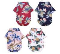 Healvian Chemise Imprimé en Chien pour Hawaïenne Polyester 4pcs Respirant Absorbant la Sueur Estivale Style Tropical Ananas et Fête Photos