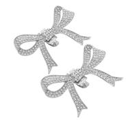 Healvian Clips à Chaussures Détachables en Cristaux Argentés de Nœud pour Talons Hauts, Accessoires Élégants pour Femmes Lors de Soirées Romantiques