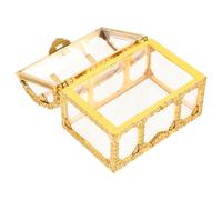 Healvian Coffret à Trésors en Plastique Transparent Doré Petit Format Boîte à Bonbons pour Mariage et Anniversaire Boîte de Rangement Décorative Compacte pour Dragées et Souvenirs