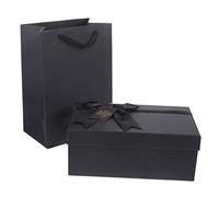 Healvian Coffret Luxe 2pcs Noir Boîte D'emballage Créative Paquet à Main Pour Parfum Et Rouge à Design Classique Et Élégant Saint-valentin