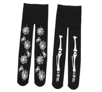 Healvian Collants Halloween Enfant Toile D'AraignéE Et Squelette Imprimé 2 PièCes Bas Collants Fille Pour FêTe Carnaval DéGuisement 6-8 Ans