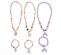 Healvian Collection De Bijoux Pour Enfants 3 ensembles De Bracelets Et Colliers En Perles Pour Filles Pour Shabiller Faire Semblant Accessoire De Mode Pour Petites Filles Style Aléatoire