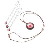 Healvian Collier 4 Pièces en Bois Pendentif Ballon de Football et Drapeau Canadien Rétro, Bijoux Patriotiques Légers pour Fans de Football et Souvenirs Sportifs, Présent 2026 Amérique
