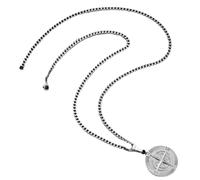 Healvian Collier Boussole Acier Inoxydable Vintage Pendentif Choker Métallique Unisexe Dencouragement et Protection Chaîne de Cou Rétro