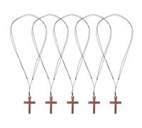 Healvian Collier croix 5 pièces Pendentif croix en bois pour rétroviseur - Pendentif religieux sur cordon - Symbole de foi inspirant - Accessoire chrétien pour hommes et femmes
