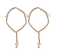 Healvian Collier Croix En Bois 2 Pièces : Collier De Perles De Prière Crucifix, Bijoux Religieux De Baptême Pour Femmes Et Hommes, Croyants, Usage Quotidien Et Événements Spéciaux