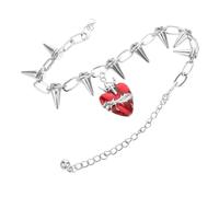 Healvian Collier Cœur Punk Durable avec Chaîne Épaisse à Fil Barbelé Design Riveté et Épineux pour Femmes Accessoire Mode et