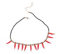 Healvian Collier De Piments Perlés Pour Femme Pendentif Métal Chaîne De Cou Décorative Collier Été Simple De Clavicule Moderne