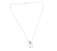 Healvian Collier Femme Pendentif Cœur Transparent Verre Soufflé avec Flacon Huile Essentielle Unique Acier et Antifuite Accessoire Élégant pour Femme