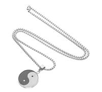 Healvian Collier Homme Acier Inoxydable Pendentif Tai Chi Rond Bagua Symbole Feng Shui Chinois Minimaliste Taoïsme