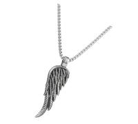 Healvian Collier Pendentif Aile d'Ange Unique en Titane Inoxydable Chaîne pour Homme Design Vintage Plume Style Hip-Hop Accessoire Léger et Résistant pour Usage Quotidien et Fêtes