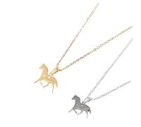 Healvian Collier Pendentif Cheval Creux En Acier Inoxydable 2 Pièces, Accessoire Polyvalent Pour Femmes Et Filles, Bijou Dissolution Au Style Animé, Présent Fête Et Soirée