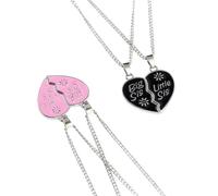 Healvian Collier Pendentif Cœur Puzzle Deux Pièces Rose, Bijou pour Petite Sœur, Collier de Sœurs, Présent Bijou Fin D’études, Pendentif Cœur Assemblable pour Anniversaire et