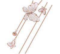 Healvian Collier Pendentif Long en Acier Inoxydable Couleur Rose Doré et Noir Chaîne de Pull Élégante pour Femme Bijoux Fantaisie Simples Adaptés aux Fêtes et Voyages