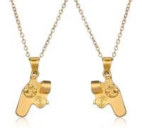 Healvian Collier pour Couples Manette de Jeu en Acier Inoxydable Doré Chaîne Réglable Unisexe Charme Joueur Correspondance Amoureuse Bijou Relationnel pour Homme et Petite Amie