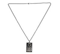 Healvian Collier pour Homme Ras-du-cou en Acier Inoxydable Plaqué Or Véritable Pendentif Tarot Solaire, Bijou Religieux Noir, Chaîne de Pull, Présent de Noël