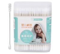 Healvian Cotons-tiges Bébé Double Extrémité 200pcs Coton Ultrasouple et Papier avec Embout Spirale et Cuillère pour Nettoyage Nez et Visage Délicat