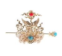 Healvian Couronne de Cheveux Traditionnelle Hanfu, Bâtonnets à Cheveux Longs en Alliage de Pierres Précieuses Doré, Accessoire Homme pour Cosplay et Spectacle, Motif, Taille Unique